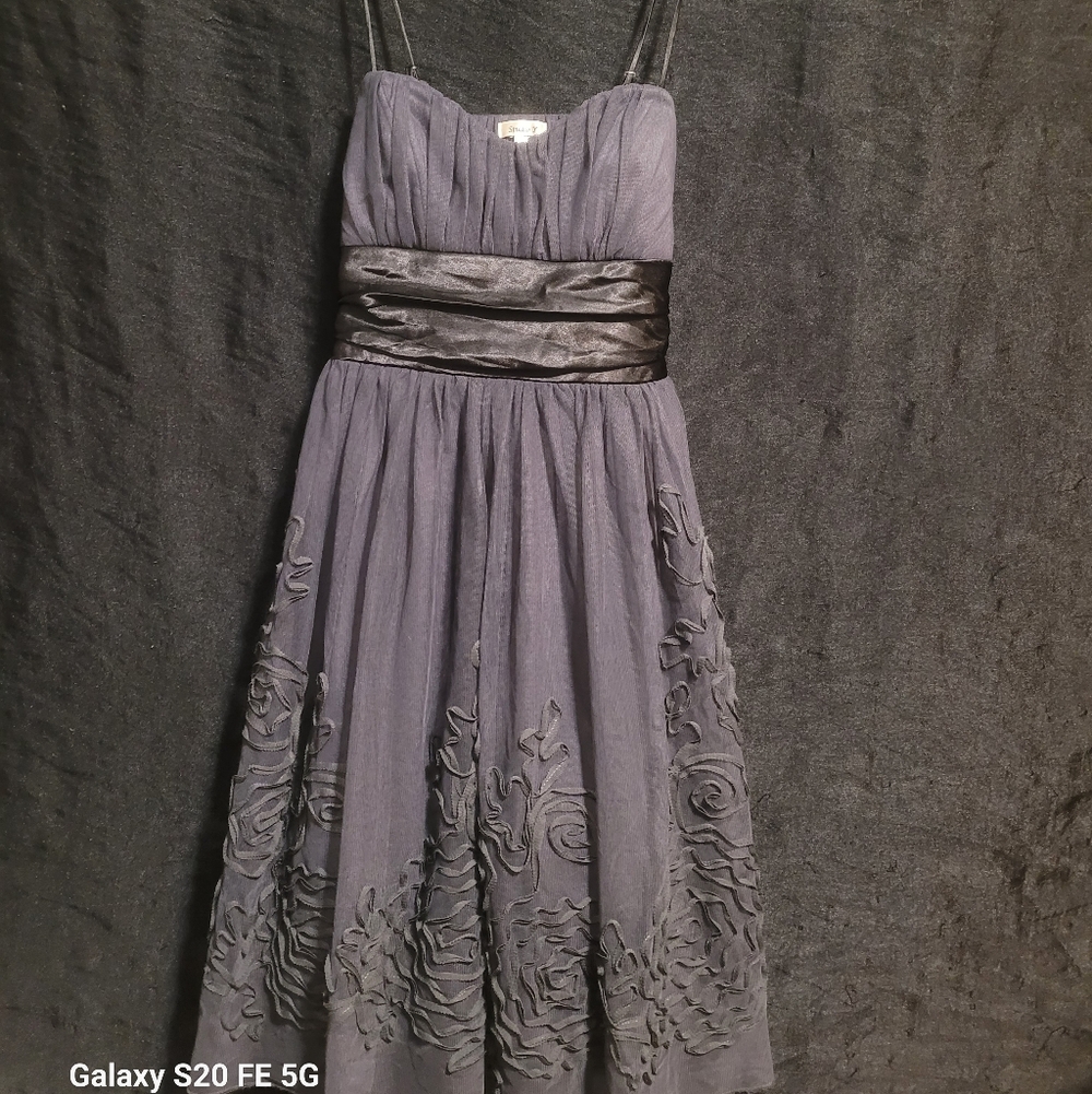 Studio Y Strapless Gray Dress with Black Sash